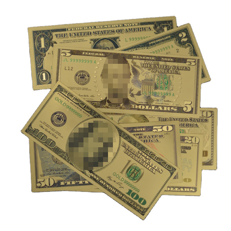 Долл. 100 купюр американская позолоченная банкнота высокое качество американские долларовые банкноты из золотой фольги банкноты для позолоченного серебра