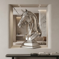 Escultura de Cabeza de Caballo de Acero Inoxidable de Tamaño Real, Acabado Cepillado, Resistente a la Corrosión, Decoración Ecuestre y de Jardín