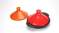 Tajine en fonte marocaine émaillée avec couvercle conique en céramique, robuste, pour la cuisine domestique, les restaurants et les barbecues