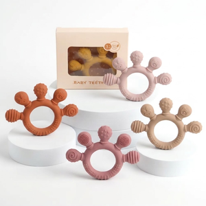 <span class=keywords><strong>Mordedor</strong></span> de Silicona de Grado Alimenticio OEM para Bebés, Juguete Sensorial Apilable, Libre de BPA, Anillo de Dentición de Conejo y Oso, Calmante para Bebés de 3 a 36 Meses - Product Image 1