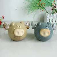 Уникальное украшение для стола, Плоская Круглая свинка, керамическая серия животных, свинья