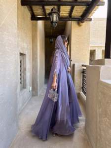 LEDUO Customized Elegant Modest Chiffon with Crystal Embellishment Flowy Women Dubai Abaya - Product Image 3