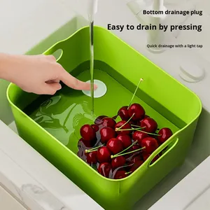 Cesta de drenaje manual para lavar frutas y verduras en el fregadero, de PP, sostenible, creativa, organizador doméstico - Product Image 2