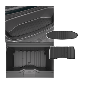 Compatible Tesla Cybertruck 2021-2023, tapis <span class=keywords><strong>de</strong></span> rangement inférieur en TPE durable <span class=keywords><strong>de</strong></span> 3,5 mm d'épaisseur, luxe, écologique, ensemble complet, coffre avant et arrière - Product Image 1