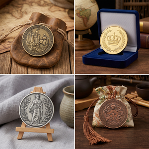 Pièce de monnaie en métal personnalisée avec logo, frappée à l'ancienne, plaquée style antique, souvenir artisanal, vente en gros - Product Image 2