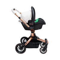 Vente en gros Poussette de bébé portable convertible Berceau Landau en lin Poussette de bébé 3 en 1 avec siège de voiture Chariot de bébé pliable