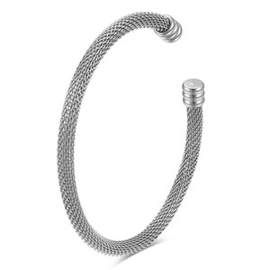 Bracelet ouvert en fil d'acier inoxydable 5 mm, bijoux pour femmes, cadeau, forme ronde, couleur argent or, origine Yiwu SU1275 - Product Image 5