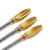 Broca de carburo de titanio premium para uñas, cono grande, corte recto, para eliminación rápida de esmalte en gel, brocas de carburo para taladro de uñas 3/32"