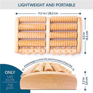 Holz-Fußmassageroller mit individuellem Logo für Plantarfasziitis & Fersensporn-Schmerzlinderung - 5-Rollen-Tiefenmassage - OEM/ODM - Product Image 3