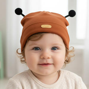 Topi bayi katun murni baru lahir, topi bayi Pull-On lucu dan lembut untuk balita musim gugur dan musim dingin, topi hangat dan tahan angin - Product Image 1