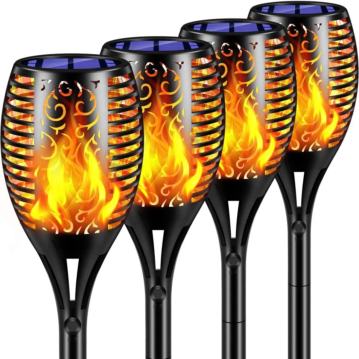 solar lanterns dancing flame tiki torch 96led 33 leds garden led flame solar light power bulb