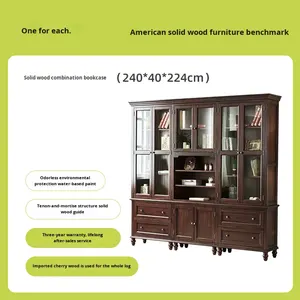 <span class=keywords><strong>Librería</strong></span> Esquinera Móvil Estilo Americano Diluobu con Puertas Traseras de Vidrio, de Dos a Seis Estantes, Madera de Cerezo Sólida, Mueble Vintage para Sala de Estar - Product Image 6