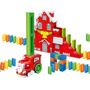 Train de dominos de Noël automatique, pose de dominos <span class=keywords><strong>électrique</strong></span>s, blocs de dominos de Noël, jouets de Noël pour enfants - Product Image 1