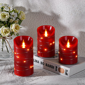 <span class=keywords><strong>Bougies</strong></span> <span class=keywords><strong>LED</strong></span> sans flamme rouges <span class=keywords><strong>avec</strong></span> <span class=keywords><strong>télécommande</strong></span>, finition <span class=keywords><strong>cire</strong></span> simulée, alimentées par USB, sûres et sans fumée pour festivals, mariages, chambres à coucher - Product Image 5