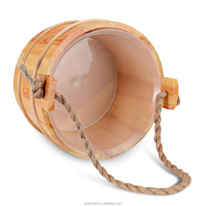 Seau en bois fait main de 5 litres (1,3 gallon) avec louche, accessoire de spa - Product Image 4