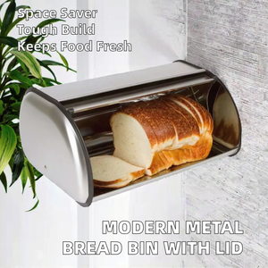 Boîte de rangement à pain en métal de style moderne de haute qualité avec couvercle, design classique pour la conservation de la fraîcheur, utilisation en cuisine - Product Image 3