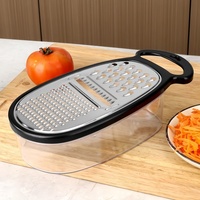 Gadget de cuisine multifonctionnel, râpe manuelle en acier inoxydable pour fromage, fruits et légumes avec récipient transparent en plastique