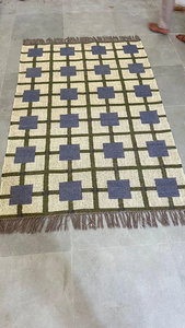 Tapis scandinave géométrique en laine et jute, fait main, moderne, antidérapant, à poils ras, pour chambre, salon, décoration intérieure - Product Image 3