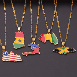 Nuevo país <span class=keywords><strong>Mapa</strong></span> bandera collar África Guinea Ghana Liberia submarino Jamaica África del Sur del <span class=keywords><strong>Congo</strong></span>, Honduras colgante collar de cadena - Product Image 1