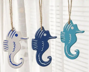 Decoración náutica, adorno de pared, pez de madera, <span class=keywords><strong>estrella</strong></span>, caballo de mar, serie mediterránea, colgante de pared decorativo, artesanías de regalo - Product Image 3