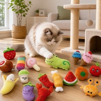 Lot de 18 jouets à mâcher pour chat en peluche, couineurs, variés en forme d'animaux, mignons, interactifs, pour chatons, pour la dentition et le jeu