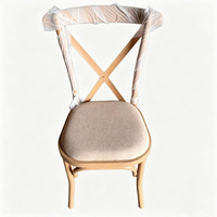 Chaise à dossier croisé en métal imitation bois avec coussin pour mariage, événement, hôtel, restaurant, banquet, salle à manger