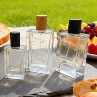 Flacons de parfum en verre noir rectangulaires vintage de luxe personnalisés, 30 ml, 50 ml, 100 ml, impression d'écran, vaporisateur portable, vide, facile à ouvrir