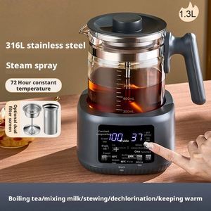 MultiFunctional 600W 1.3L Electric Tea-Maker Thickened Glass 316SS ClassA 72H Constant Temp Auto Shut-Off Home Hotel Outdoor - Product Image 2