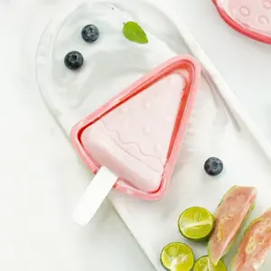 Diy casa silicone bonito dos desenhos animados sorvete barra molde conjunto com varas de plástico ice pop maker