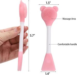 Brosse nettoyante exfoliante pour le visage - Forme de fleur, exfoliant pour le cuir chevelu, démaquillant, brosse en nylon et bois avec logo personnalisé - Product Image 2