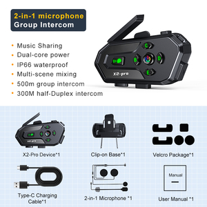 Nuevo Auricular Inalámbrico X2-PRO de Comunicación Half Duplex, <span class=keywords><strong>Intercomunicador</strong></span> Bluetooth para Múltiples Personas para Cascos de Motocicleta - Product Image 2