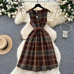 chinese dress ladies Beige Check Gili Maxi Dress | Quiet Luxury Cotton | Nantucket, Hamptons,  Palm Beach & Beach Vacation Outfits main image 0
