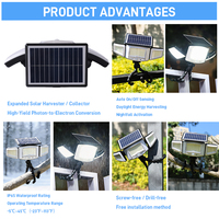 Lampes solaires d'extérieur Solarup à 3 têtes LED flexibles sur trépied, IP65, rechargeables, haute luminosité, sans fil, avec détecteur de mouvement