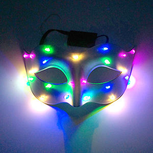 Masque de renard clignotant à LED unisexe, demi-visage, déguisement pour Halloween, fête, festival, bal lumineux, fournitures de costume - Product Image 2