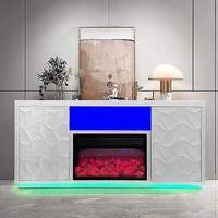 Mueble de TV con Espejo de Madera, Mueble para Televisor con Chimenea Eléctrica para Sala de Estar, Venta Directa de Fábrica