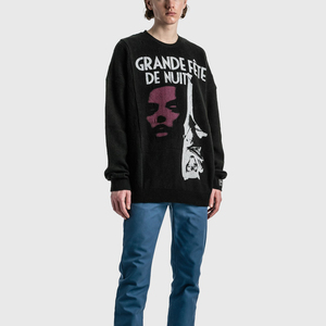 Pullover Tiri in maglia su misura maglione Super grande cotone cotone ampio girocollo abbigliamento sportivo con Logo Jacquard stampato cinturino della camicia - Product Image 1