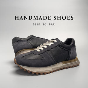 Zapatillas Retro Negras Hechas a Mano para Hombre, de Cuero Genuino con Malla, Suela de Goma en Capas, Ligeras, con Soporte y Antideslizantes para Uso Diario - Product Image 2