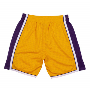 Pantalones Cortos de Baloncesto Amarillos y Morados para Hombre, Cintura Elástica, Franja Lateral, Transpirables, para Uso en Exteriores, con Espacio para tu Logotipo en la Pierna Derecha - Product Image 2