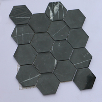Carreaux de mosaïque en marbre noir Marquina Hexagon mosaïque de marbre carreaux de mosaïque en pierre nid d'abeille noir hexagonal