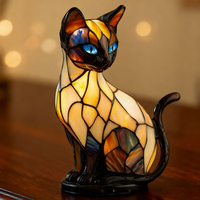 Lampe de nuit LED en résine, sculpture animale chat/chien lumineuse, figurine créative, ornement décoratif pour la maison, le bureau, le salon, cadeau