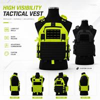 Gilet tactique fluorescent personnalisé haute visibilité découpé au laser MOLLE à libération rapide, porte-équipement modulaire réglable pour l'extérieur
