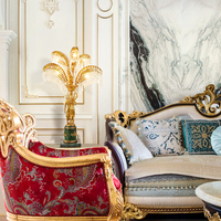 Lampe de table vintage en laiton et cristal, style rococo français, feuilles de palmier, grande taille, pour la décoration de la maison, salon, lampe de bureau en cuivre LED