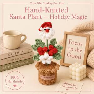 BH Noël <span class=keywords><strong>Black</strong></span> <span class=keywords><strong>Friday</strong></span> Fêtes Cadeau Entièrement Fait Main Plante Schefflera Père Noël en Pot Fil de Laine Édition Limitée Transfrontalier - Product Image 5