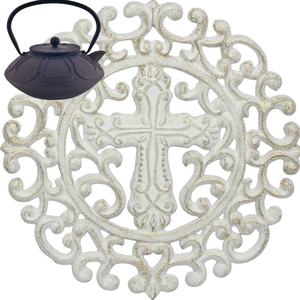 Dessous de plat <span class=keywords><strong>Croix</strong></span> <span class=keywords><strong>Occitane</strong></span> en fonte antique de 24cm pour tapis de table salon cuisine décoration - Product Image 4