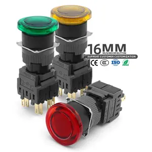 Wholesale Industrial Button Switches BENLEE OEM 16MM Self-Locking Self-Reset Mushroom Momentary Push Buttons With LED Light