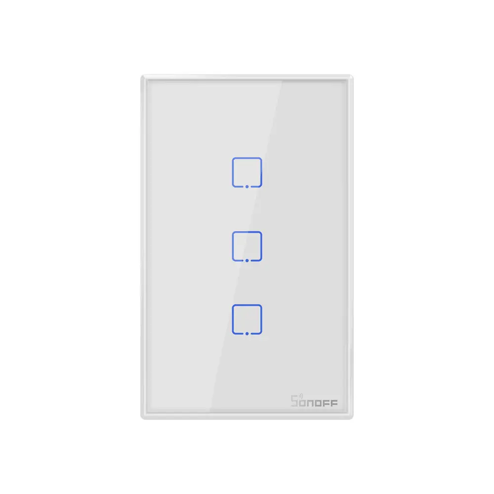SONOFF T2US3C-TX 3 Gang Smart Wifi Switch Smart Home Remote Control RF Wall Touch Light Switch Works with Alexa Google Home