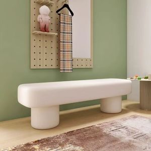Modern PU Leather Entry <b>Stool</b> Wooden Leg Changing Bench Minimalist Shoes <b>Seat</b> for Bedroom Hallway - Product Image 3