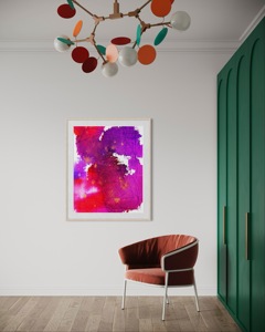 Décoration murale en papier à encre abstraite rose et violet fluide pour intérieurs vibrants et ambiance créative ludique - Product Image 3
