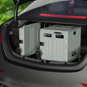 חדש 4 גלגל פלסטיק מתקפל מכוניות מכולת קניות אחסון מארגן מתקפל קמפינג עגלות עם כיסוי - Product Image 2