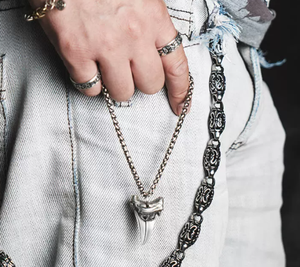 Collar con Colgante de Diente de Tiburón Geométrico de Plata de Ley S925, Unisex, Estilo Vintage, Cultura Urbana, Colgantes de Animales, Dijes Finos - Product Image 4